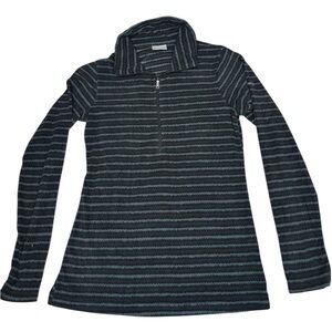 Columbia Black Grey Striped Half Zip Fleece Mock Womens Sweater Size XS
